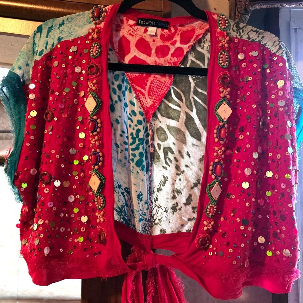 Haven Bleu Hippie Boho Multi-fabric Half Cover Tie Up